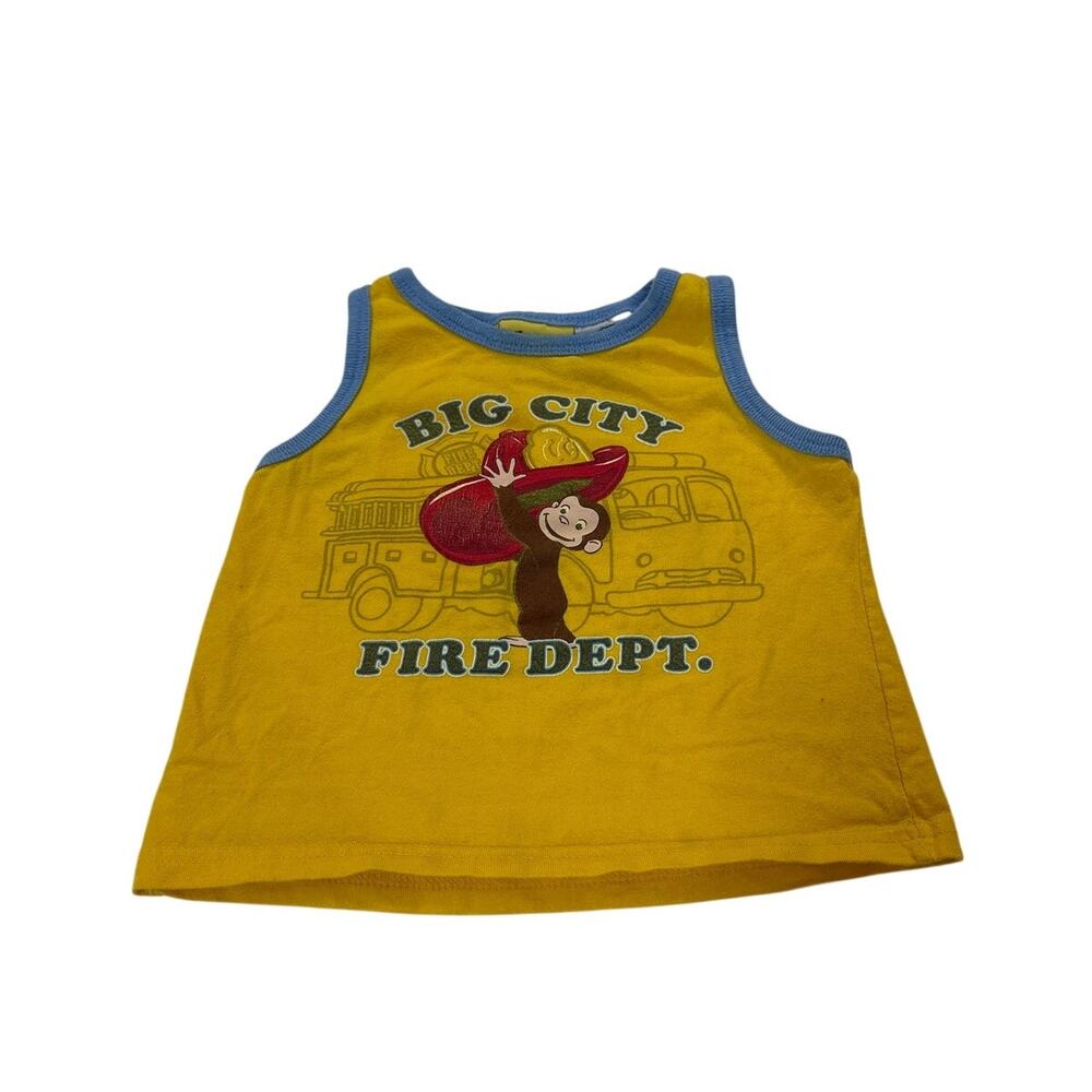 Vintage Curious George Tank Top Boys 18 Months Cartoon Shirt Monkey Y2K 90s Tee